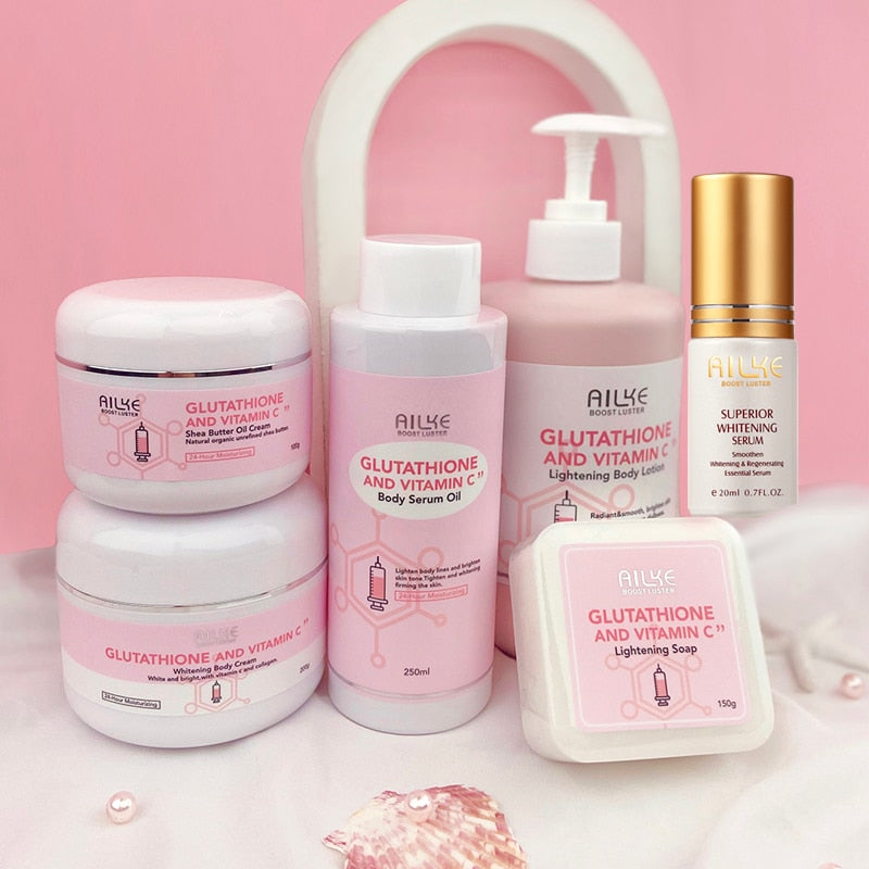 AILKE Whitening Moisturizing Korean Facial and Body Lotion brightening and hydrating benefits display.