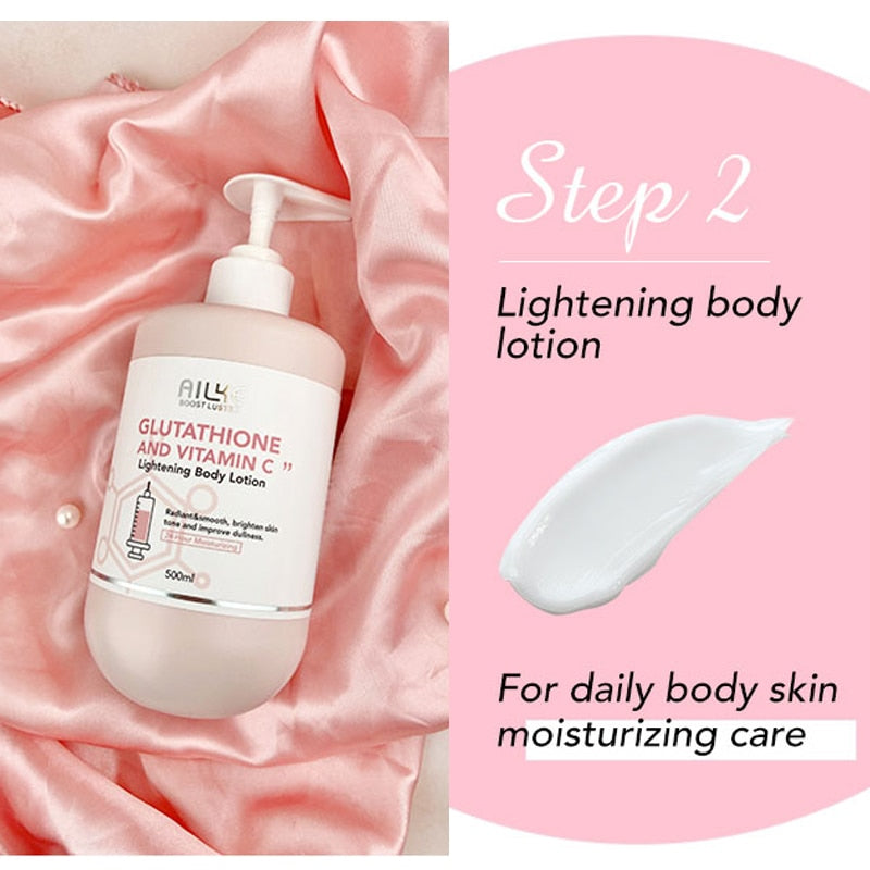 AILKE Whitening Moisturizing Korean Facial and Body Lotion shea butter moisturizing formula display.