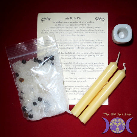 Air Bath Kit, mini ritual bath kit with candles and herbal sea salt