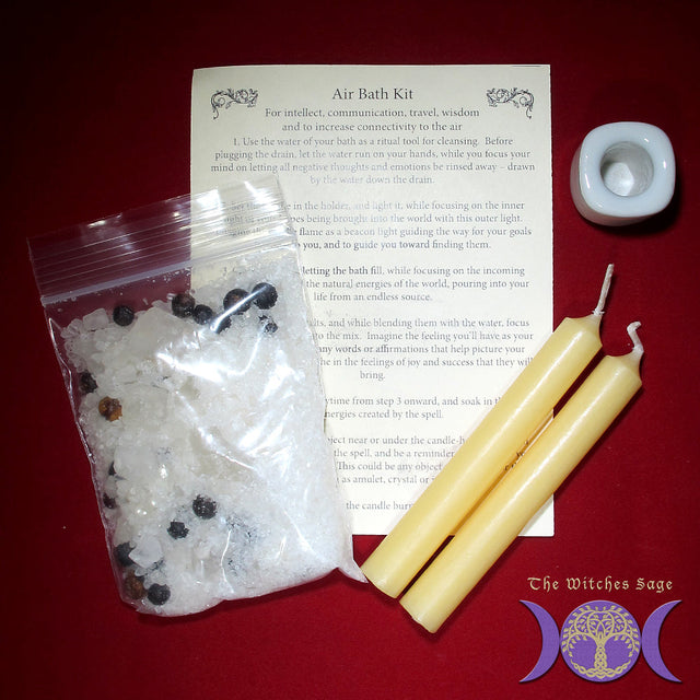 Air Bath Kit, mini ritual bath kit with candles and herbal sea salt
