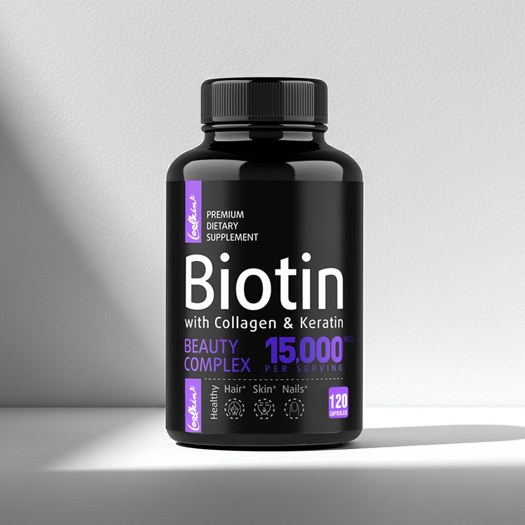 Airboy Biotin Collagen Hair, Skin & Nails capsules bottle for daily beauty support, healthy hair care, and nail wellness.