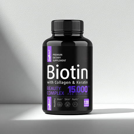 Airboy Biotin Collagen Hair, Skin & Nails capsules bottle for daily beauty support, healthy hair care, and nail wellness.
