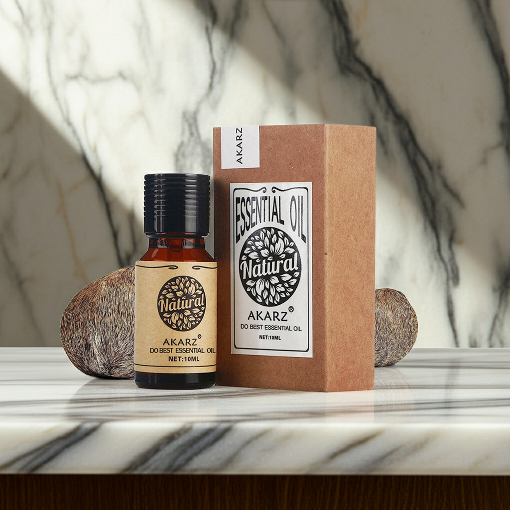 AKARZ Musk Essential Oil bottle for skin care, aromatherapy, and everyday body care rituals.