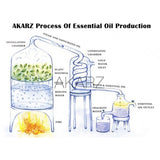 Diagram of the AKARZ process for essential oil production
