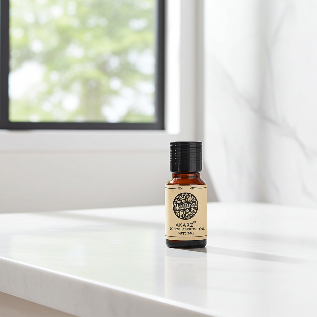 AKARZ Vanilla Essential Oil 10ml bottle for aromatherapy, diffusing, and home fragrance use.