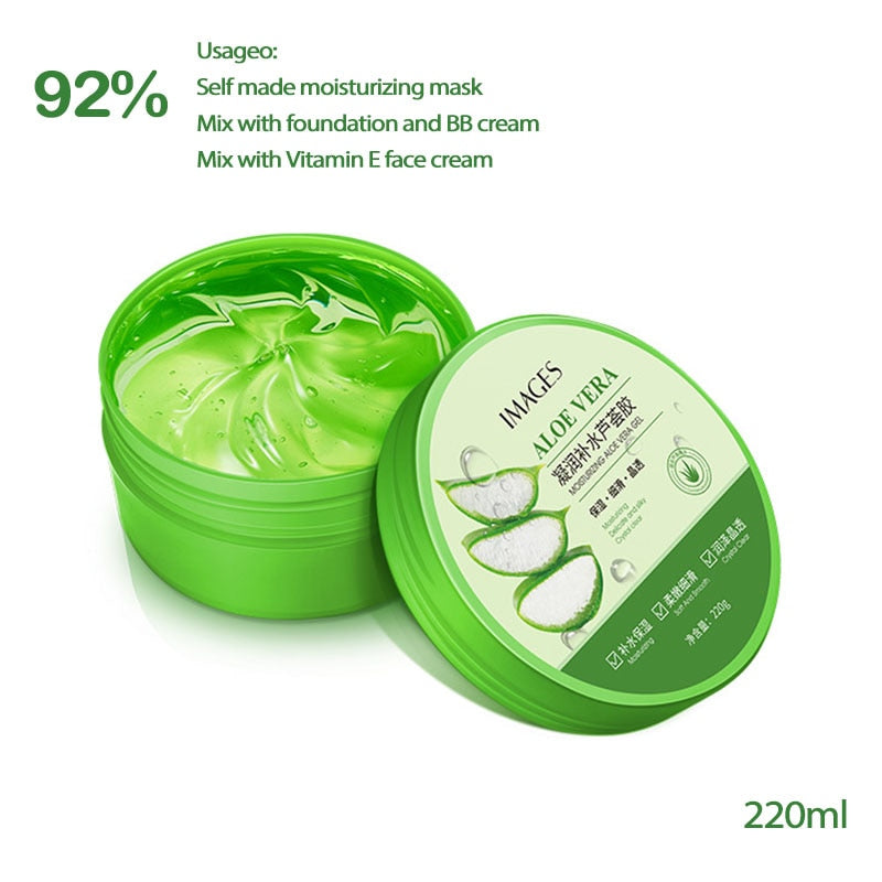Aloe Vera Gel Moisture Face Cream multi-use as sleeping mask, after-shave, and hair treatment.