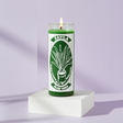 Aloe Vera Savila 1 color green prayer candle in glass for blessing, protection, and ritual use.