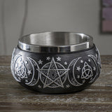 Altar smudge bowl with Triple Moon Pentagram design for incense burning, cleansing rituals, and sacred space use.