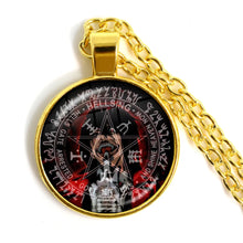 Alucard Pentagram talisman glass pendant for symbolic fashion styling, spiritual expression, and gothic jewelry wear.