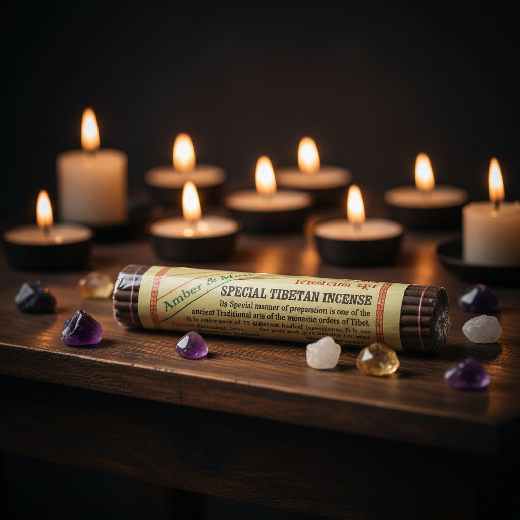 Amber and Musk Mixed Tibetan Incense Sticks, 45 pack, 6 inch handcrafted sticks