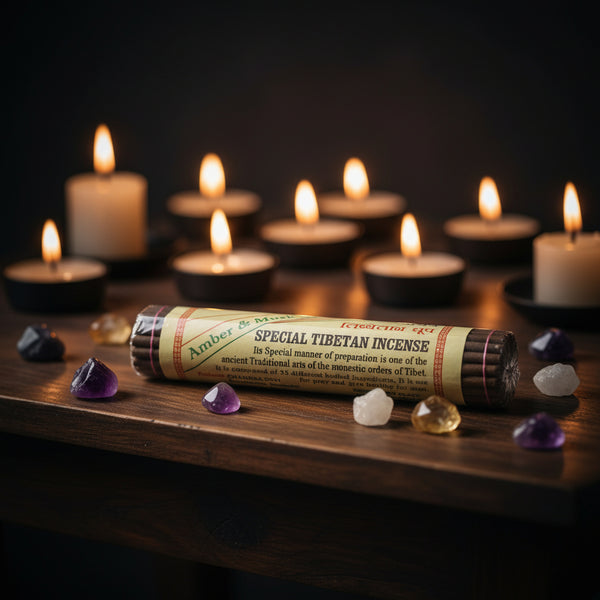 Amber and Musk Mixed Tibetan Incense Sticks, 45 pack, 6 inch handcrafted sticks