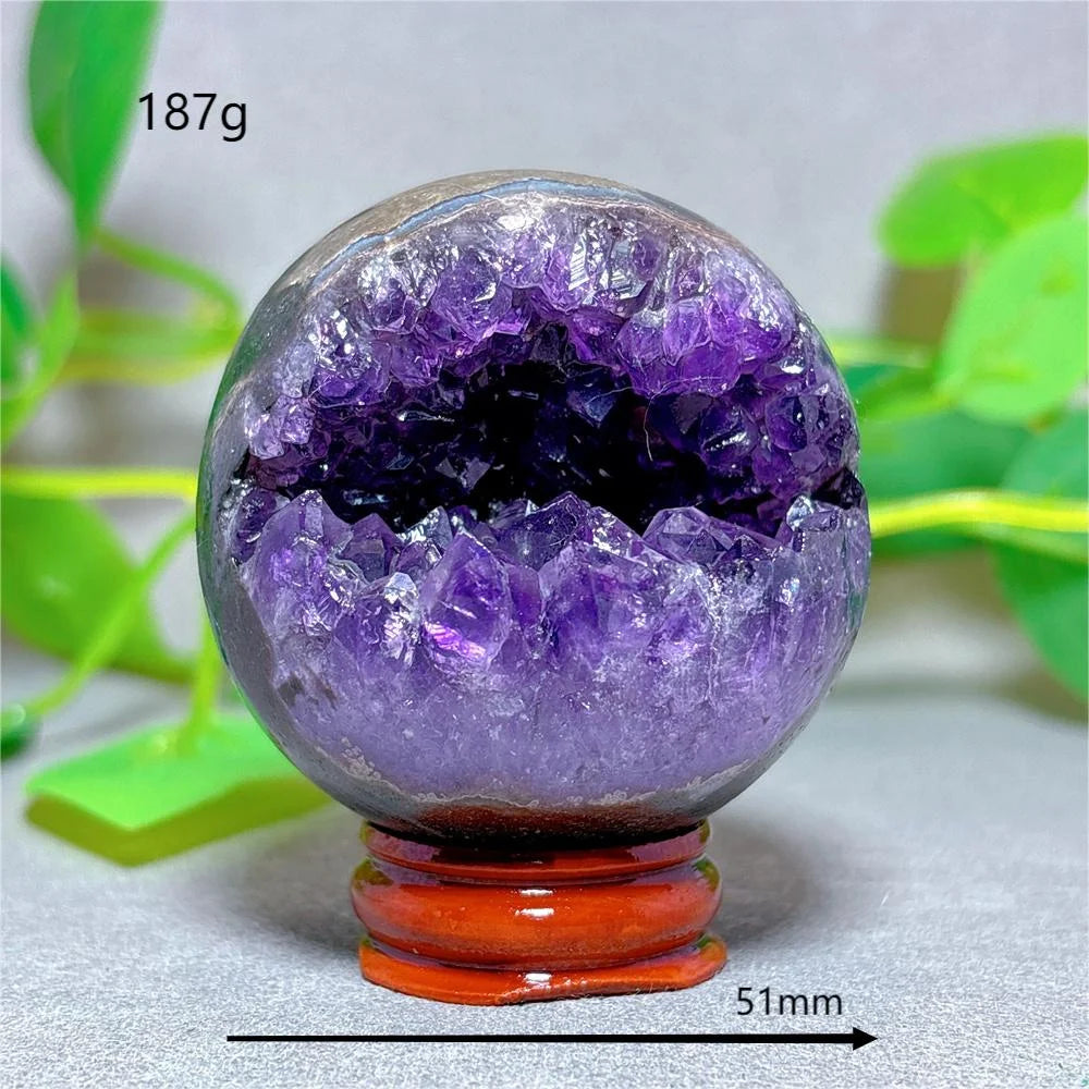 Amethyst Cluster Sphere Crystal for meditation, home décor, and crystal collecting.