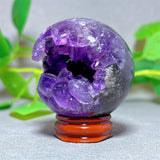 Amethyst Cluster Sphere Crystal for meditation, home décor, and crystal collecting.