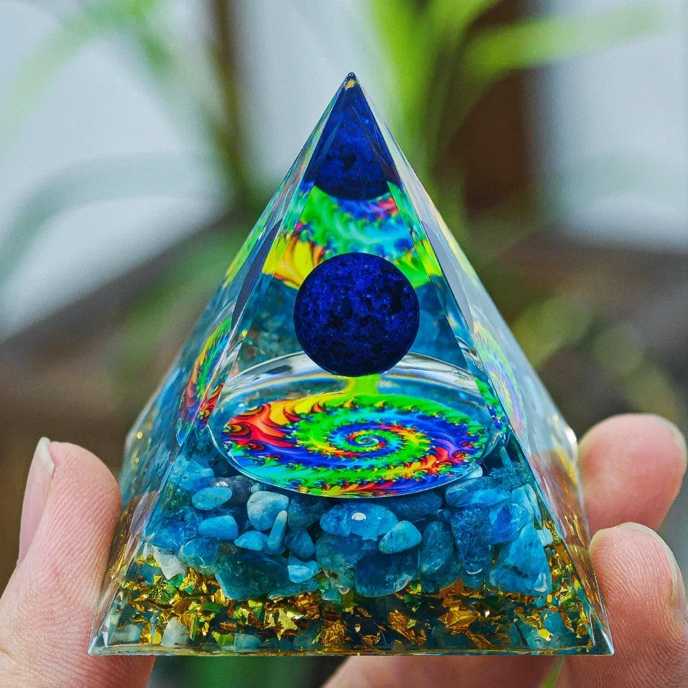 Amethyst Crystal Energy Pyramid for meditation, energy healing, and home décor.