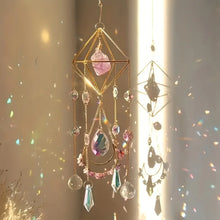 Amethyst Crystal golden suncatcher for window decor, rainbow light reflection, and elegant everyday home styling.