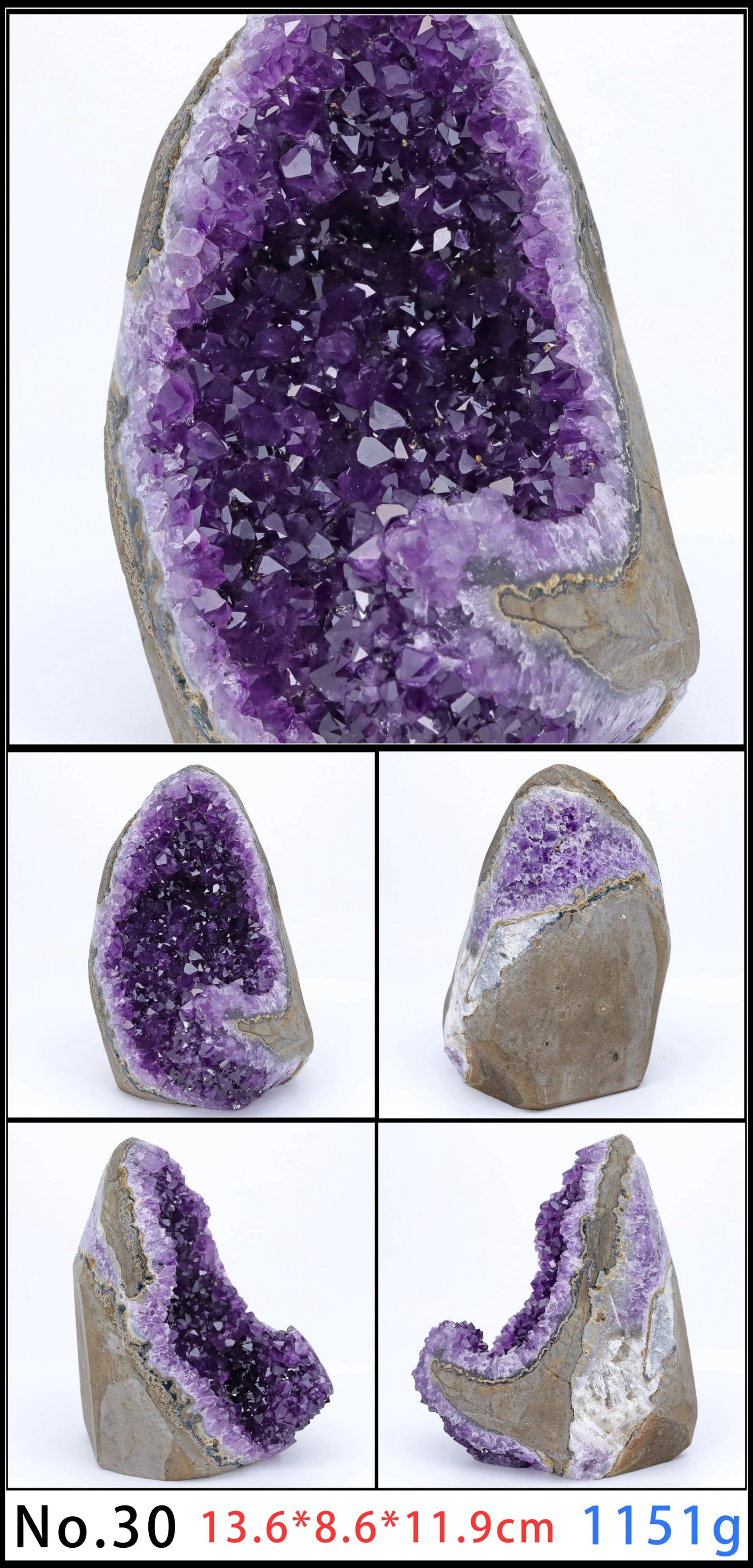 Amethyst Geode Quartz Cluster for meditation, home décor, and crystal collecting.