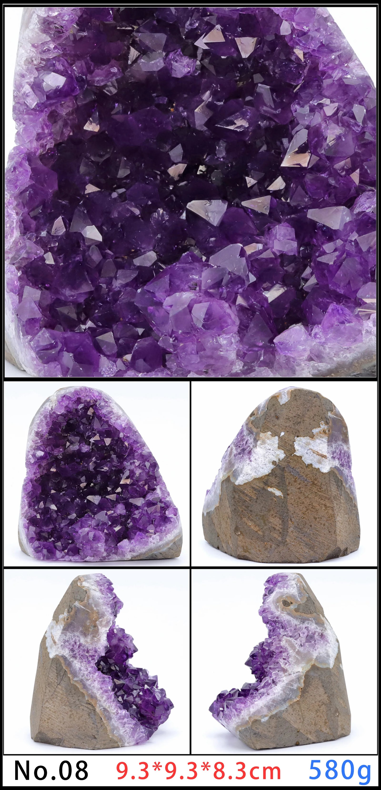 Amethyst Geode Quartz Cluster for meditation, home décor, and crystal collecting.