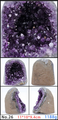 Amethyst Geode Quartz Cluster for meditation, home décor, and crystal collecting.