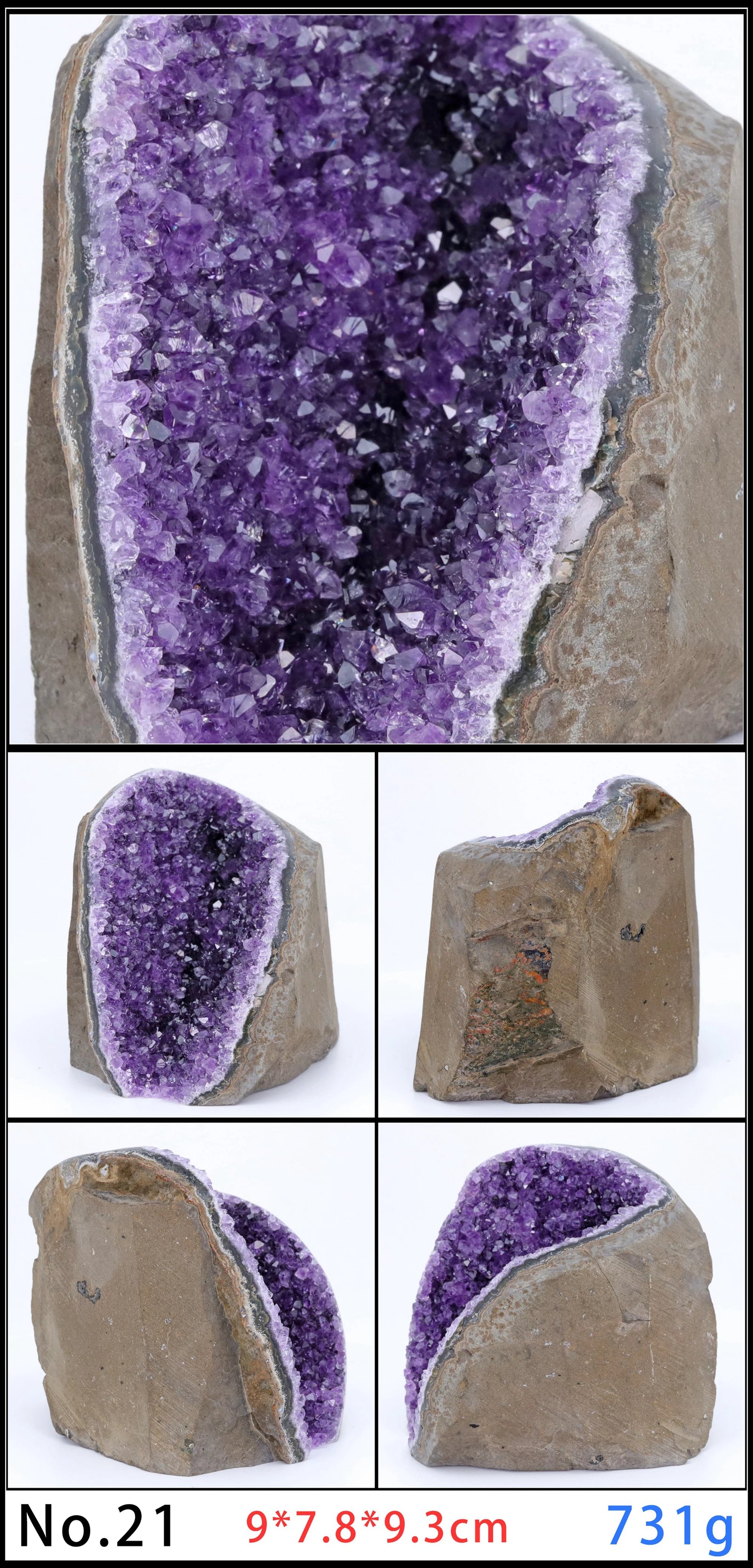 Amethyst Geode Quartz Cluster for meditation, home décor, and crystal collecting.