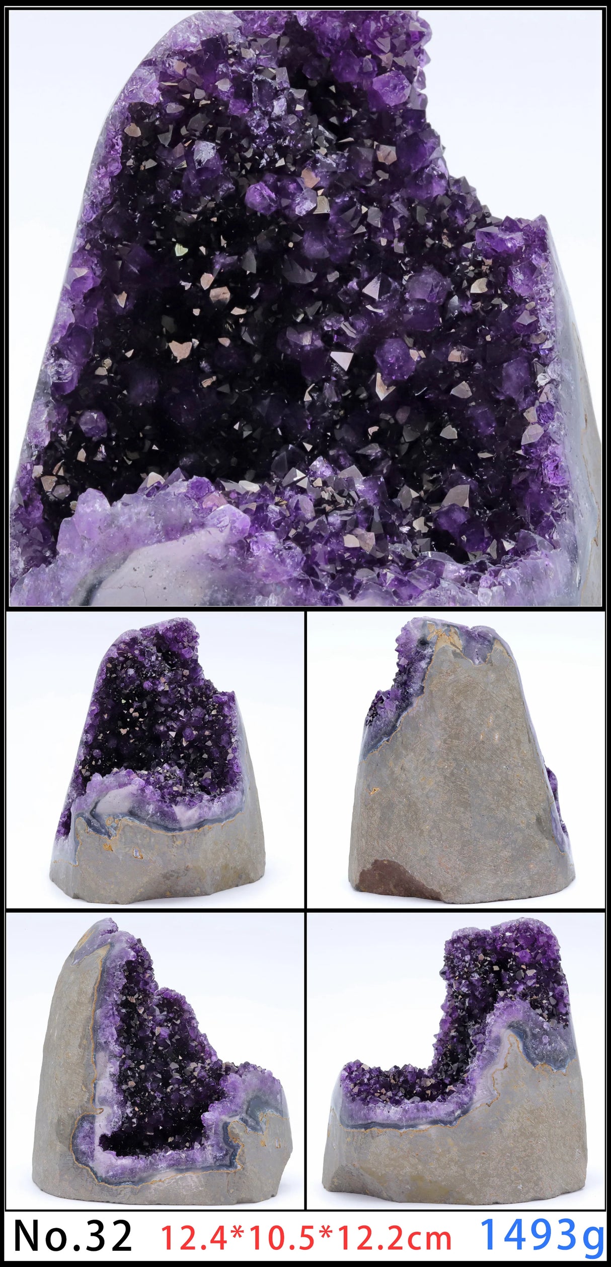Amethyst Geode Quartz Cluster for meditation, home décor, and crystal collecting.