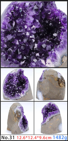 Amethyst Geode Quartz Cluster for meditation, home décor, and crystal collecting.