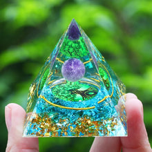 Amethyst Orgonite Energy Pyramid for meditation, energy healing, and home décor.