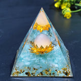 Amethyst & Peridot Orgone Energy Pyramid for meditation, energy healing, and home décor.