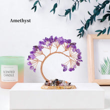 Amethyst Crystal Money Tree with Agate Base stone display tree for peaceful ambiance, prosperity-themed decor, and entryway styling.