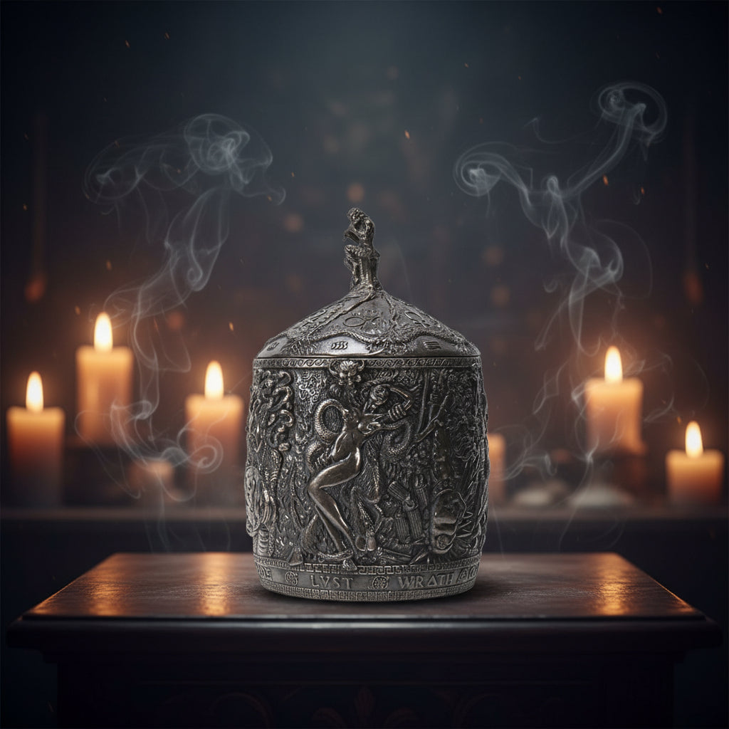 Ancient Greek Pandora's Box, open lid view