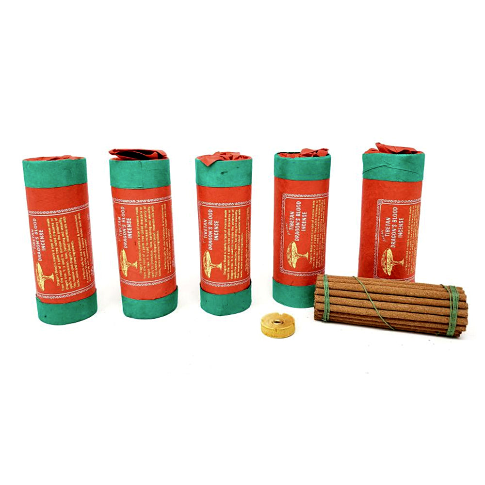 Ancient Tibetan Dragon's Blood Incense, 30 stick pack, 4.5 inch with burner