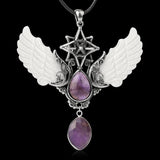 Angel Wing Merkaba crystal Water Drop necklace pendant for symbolic fashion wear, everyday accessorizing, and thoughtful gifting.