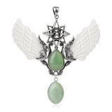 Angel Wing sacred geometry Water Drop necklace pendant for symbolic jewelry wear, mindful styling, and gift occasions.