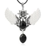 Angel Wing Water Drop sacred geometry necklace pendant for spiritual expression, elegant accessory wear, and everyday use.