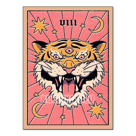 Animal Tarot 5D gem painting kit with resin diamonds and canvas for DIY mosaic art, stress-relief crafting, and decorative display use.