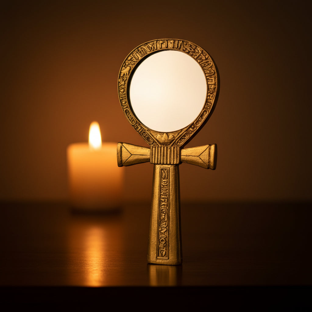 Ankh Hand Mirror for altar and ritual use