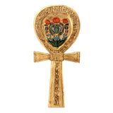 Ankh Hand Mirror, hand-painted composite resin, Egyptian Tutankhamun design