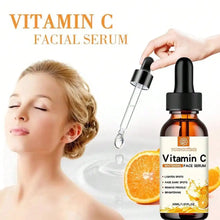 Vitamin C facial essence bottle with hyaluronic acid for anti-aging skincare, moisture retention, and smoother-looking skin.