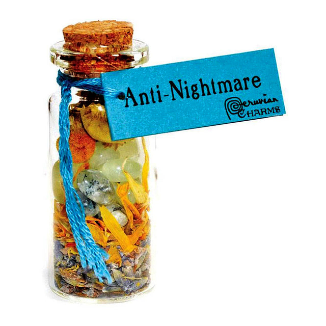 Anti Nightmare Pocket Spellbottle, sealed glass herb and stone blend
