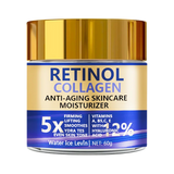 Retinol & Collagen face cream jar for anti-wrinkle care, firming the skin, and hydrating dry or tired-looking facial skin.