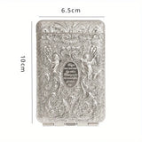 Antique-inspired hand-carved metal cigarette case for holding cigarettes safely while traveling or during regular use.
