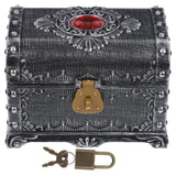 Antique look plastic treasure chest with lock for storing coins, accessories, and decorative keepsakes.