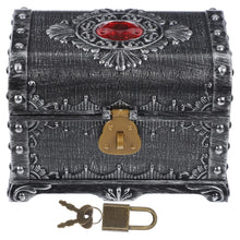 Antique look plastic treasure chest with lock for storing coins, accessories, and decorative keepsakes.