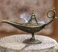 Antique style metal incense burner and candle holder for burning incense and holding candles during meditation, prayer, and home decor use.