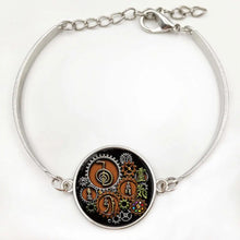 Antique style steampunk Reiki pendant with glass cabochon for vintage-inspired spiritual fashion and everyday necklace use.