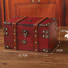 Antique style wooden lockable box for organizing personal belongings, securing documents, and decorative storage.