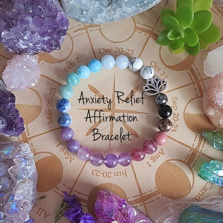 Anxiety Relief Affirmation Beaded Healing Bracelet beaded bracelet for calming support, daily mindfulness, and emotional balance.