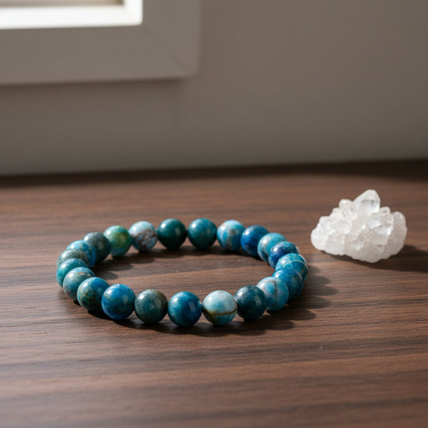 Apatite elastic bracelet with 8mm round beads