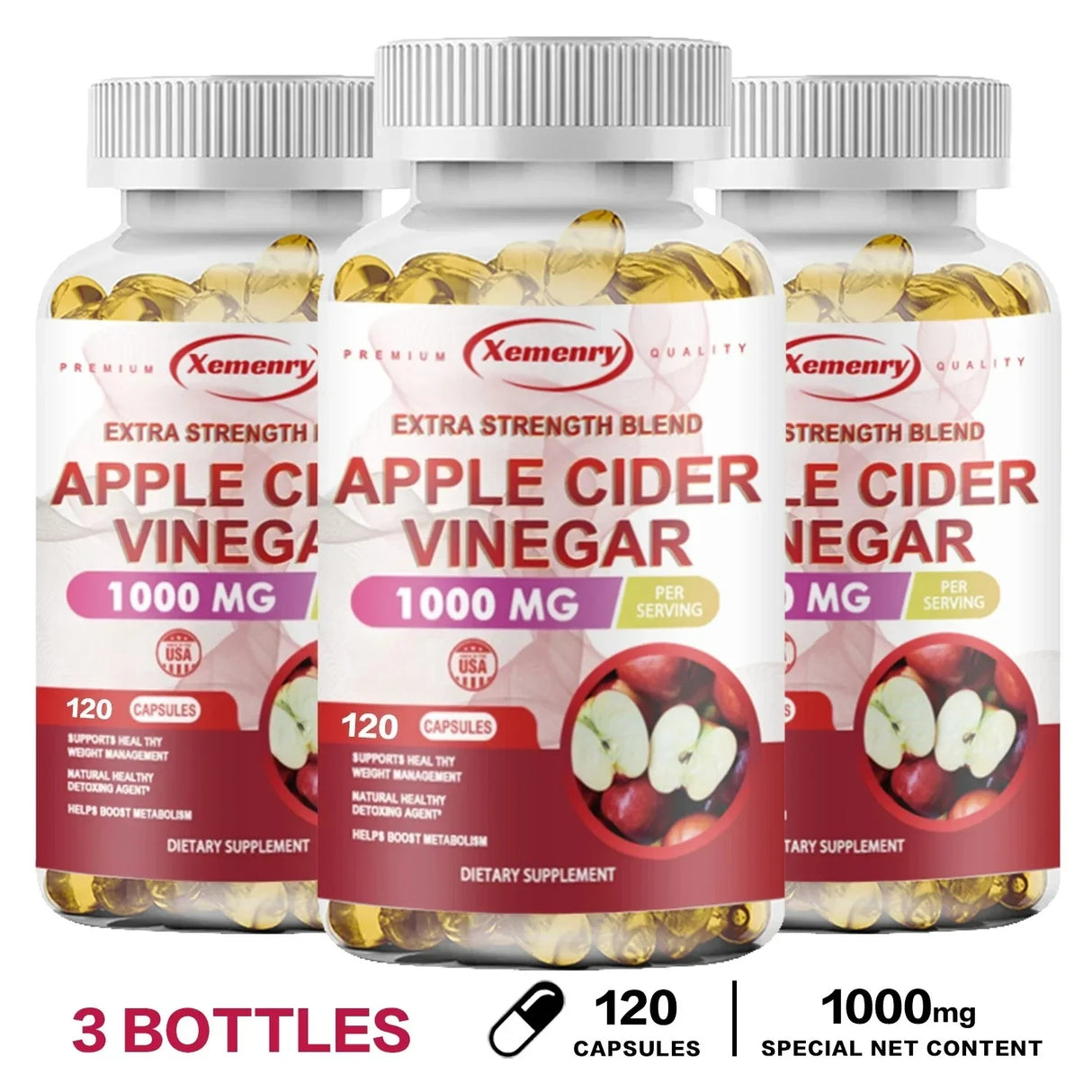 Apple Cider Vinegar Capsules supplement for daily gut support, digestive health, and cleanse support use.