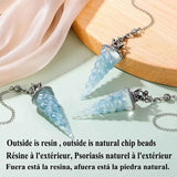 Aquamarine 7-Chakra resin pendulum tool for energy cleansing, chakra work, and meditation practice.
