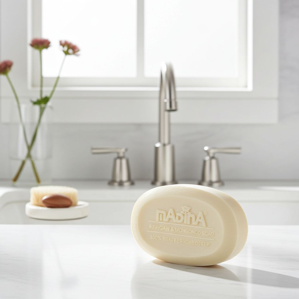 Madina Argan Mongongo Natural Soap bar for bathing, gentle cleansing, and personal care routines.